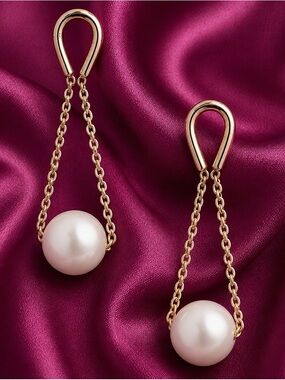 POPPY FINCH Hourglass 14k Cultured Pearl Drop Earrings. Brand new! Never worn!